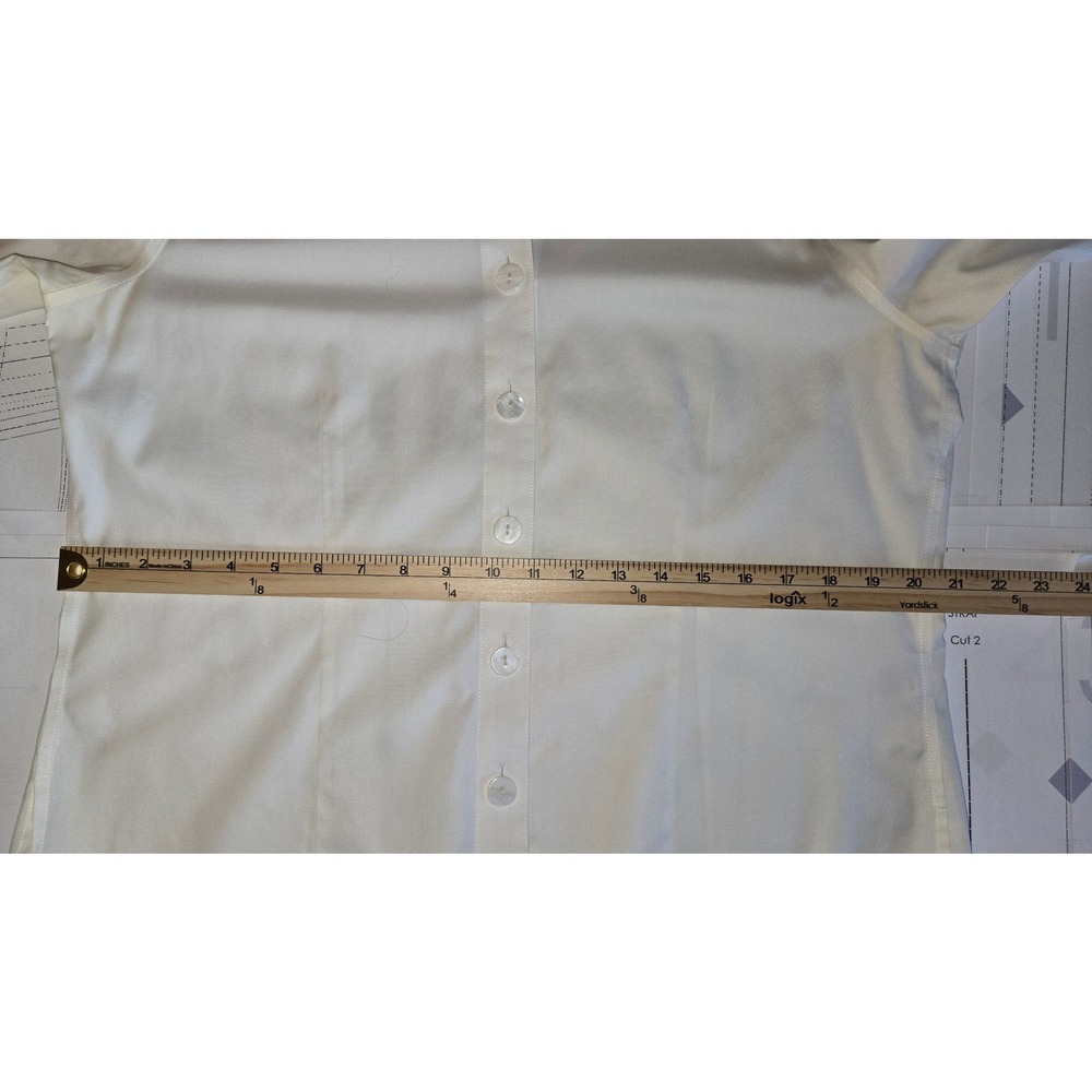 Coldwater Creek White Cotton Button Down Shirt Long Sleeve Tailored Fit Large - Picture 7 of 8